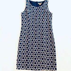 Peck & Peck vintage embroidered sleeveless sheath dress Women's 4 navy feminine